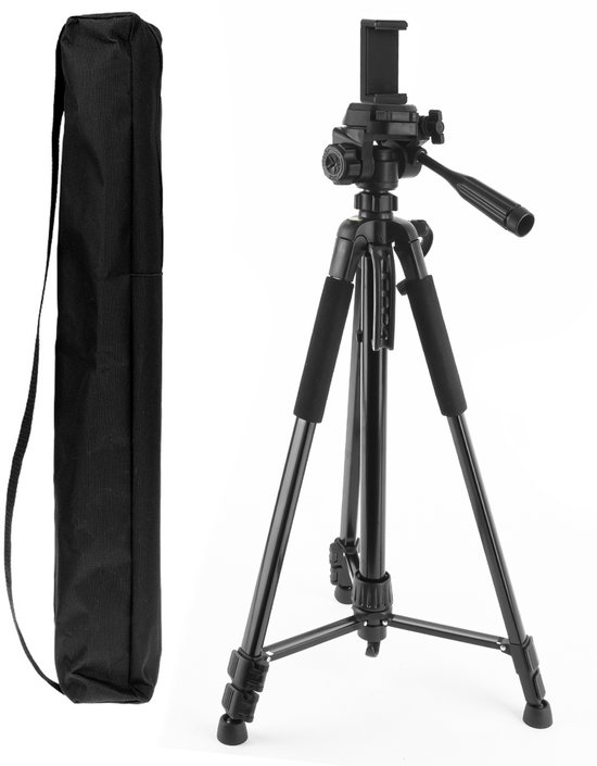 Camera statief – Statief telefoon en camera – XXL - Universeel en lichtgewicht - met Telefoonhouder - 160 cm