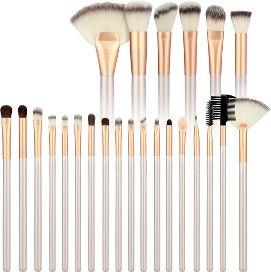 Evvie® 24-delige make-up kwastenset - Beige/Goud