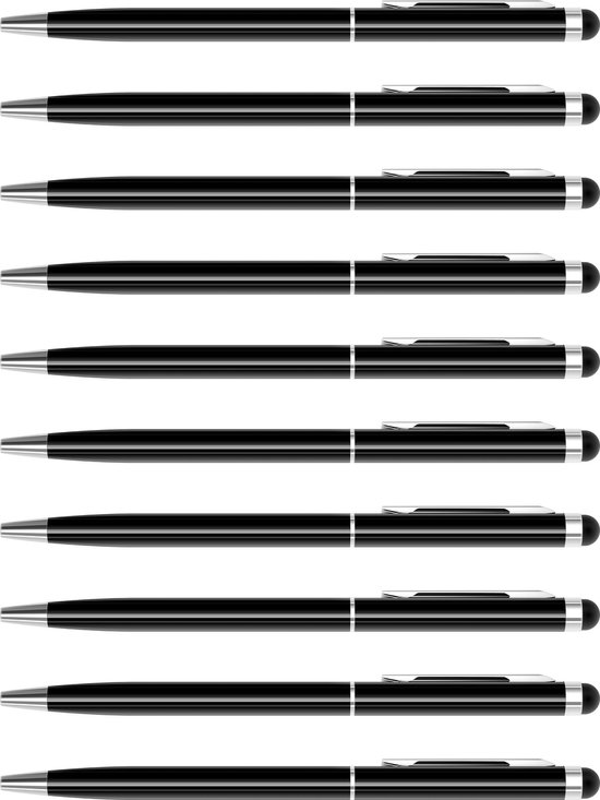 Balpen met touch screen soft top - set 10 stuks - zwart