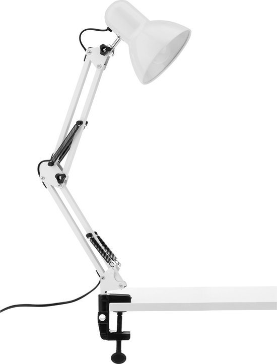 Bureaulamp Leeslamp Tafellamp met schroefklem - E27 fitting - wit