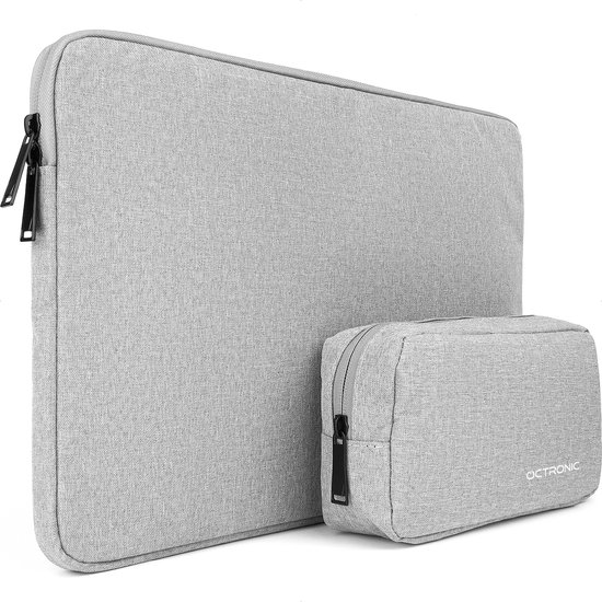 Laptophoes 15,6 inch - Laptop Sleeve, Tablet Hoes met kabel organizer etui - Grijs