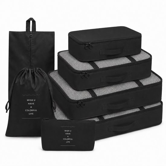 Packing Cubes 7-delig – Koffer Organizer & Inpakzakken – zwart
