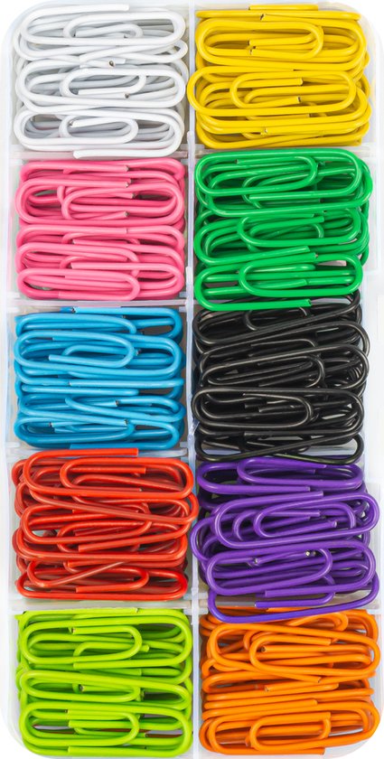 Paperclips in Opbergdoos - 28 mm - 250 stuks - 10 kleuren