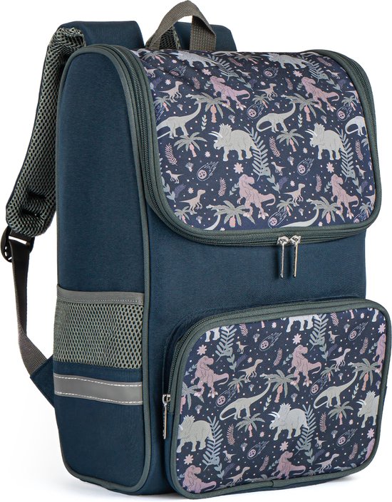 Rugzak jongens Rugtas Dino Schooltas Jongen met Dinosaurus print – Navy Blauw – 20 L