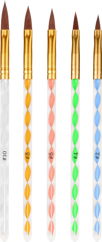 Acryl Penselen Nail Art voor kunstnagels - set van 5