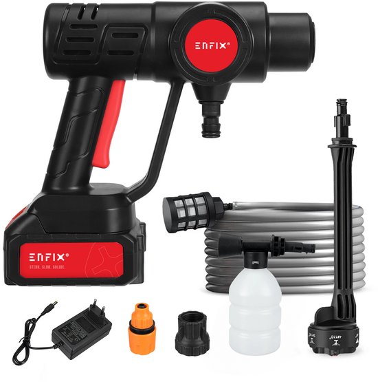 Hogedrukreiniger Accu Hogedrukspuit - Hogedrukreiniger Auto Terrasreiniger of Draadloze Hogedrukreiniger – 30 bar - incl. 21V 15000 mAh accu + acculader