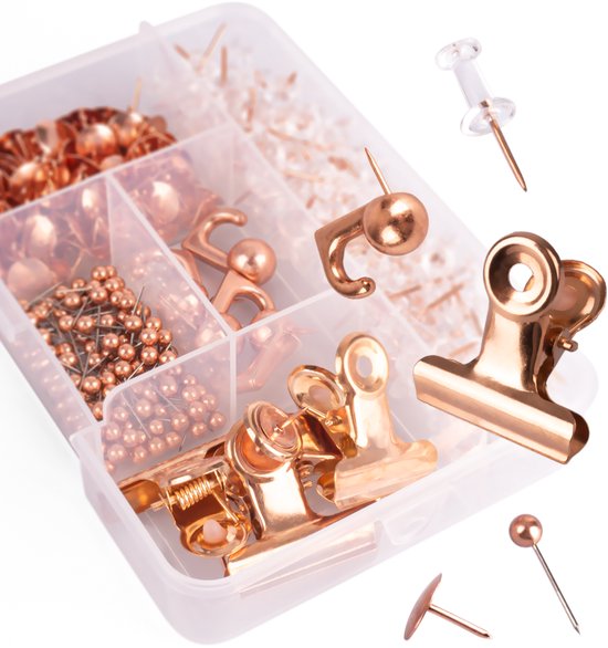 Punaises voor Prikbord of Memobord – Set van 310 Stuks in 5 Soorten – Rosé Goud