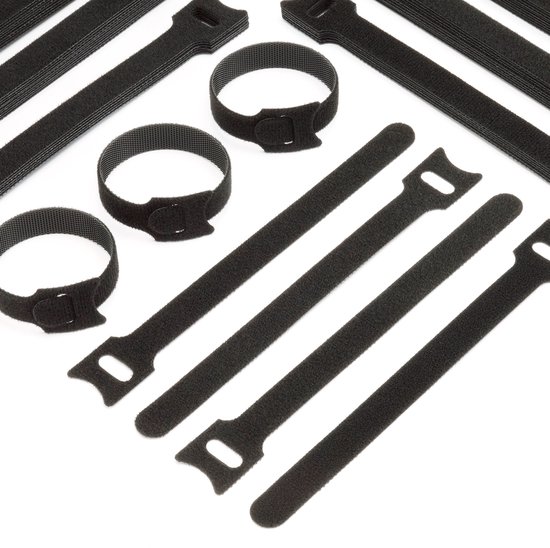 Kabelbinders klittenband kabel organiser - velcro tie wraps - 50 stuks - zwart