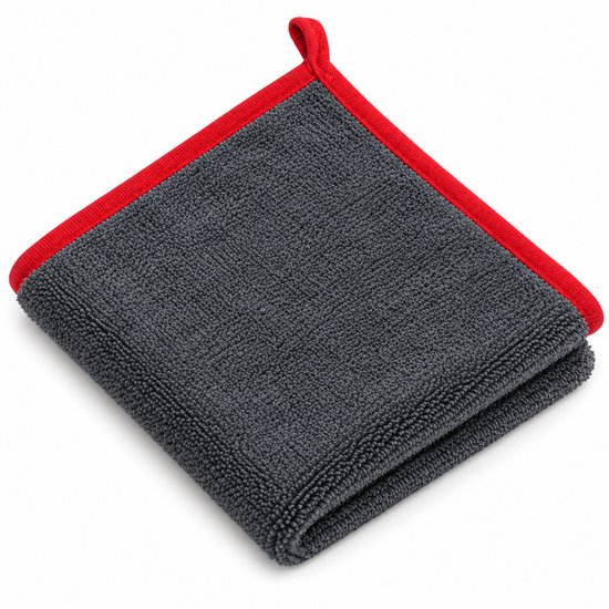 Enfix Microvezeldoek Auto 40 × 40 cm – Krasvrije Poets- en Detaildoek – Pluisvrij – Grijs/Rood – 1 stuk